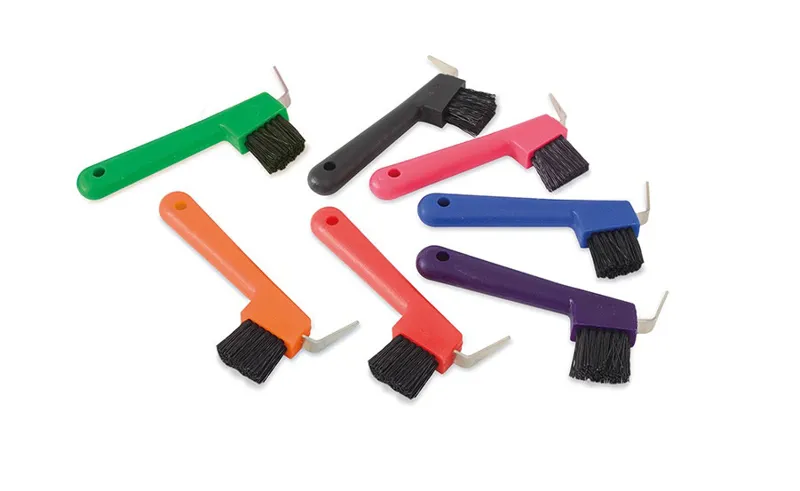 Shires Ezi-Groom Grip Hoof Pick With Brush Lime Green